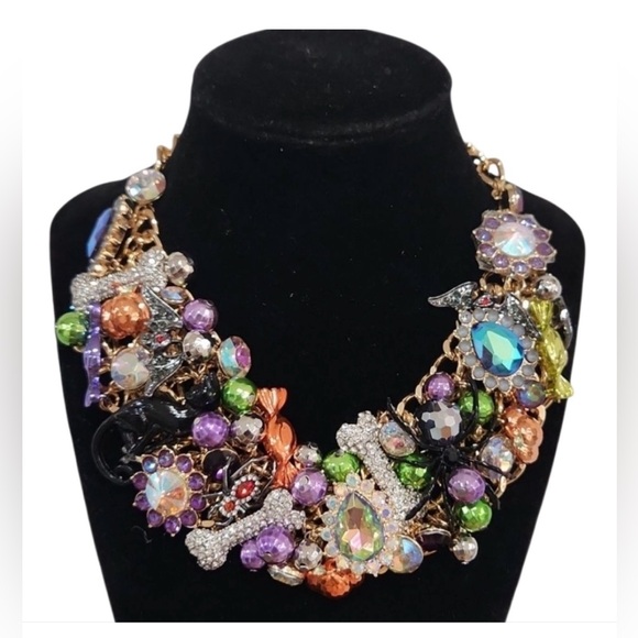 Betsey Johnson Jewelry - 👉✨️ Betsey Johnson Halloween Charm Bib Multicolor Chain Link 19" Necklace